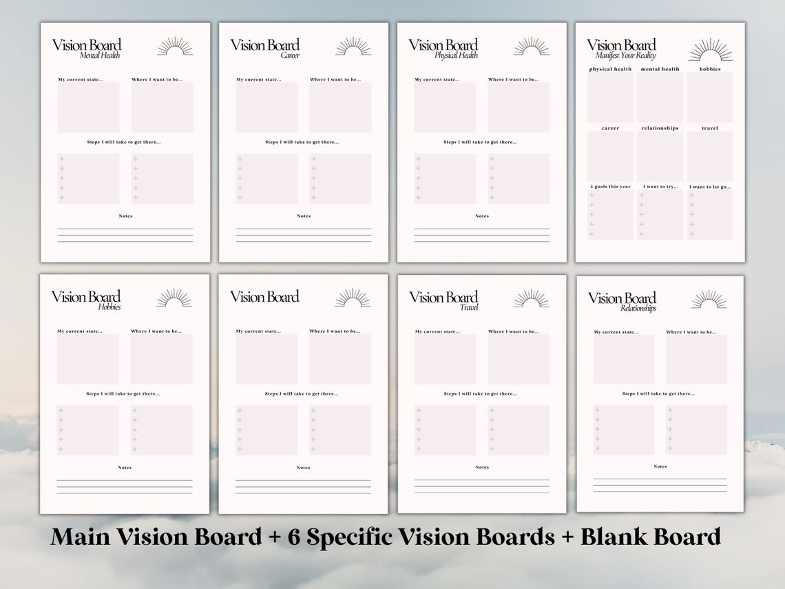 Vision Board Printables Positive Affirmations Gratitude | Etsy UK