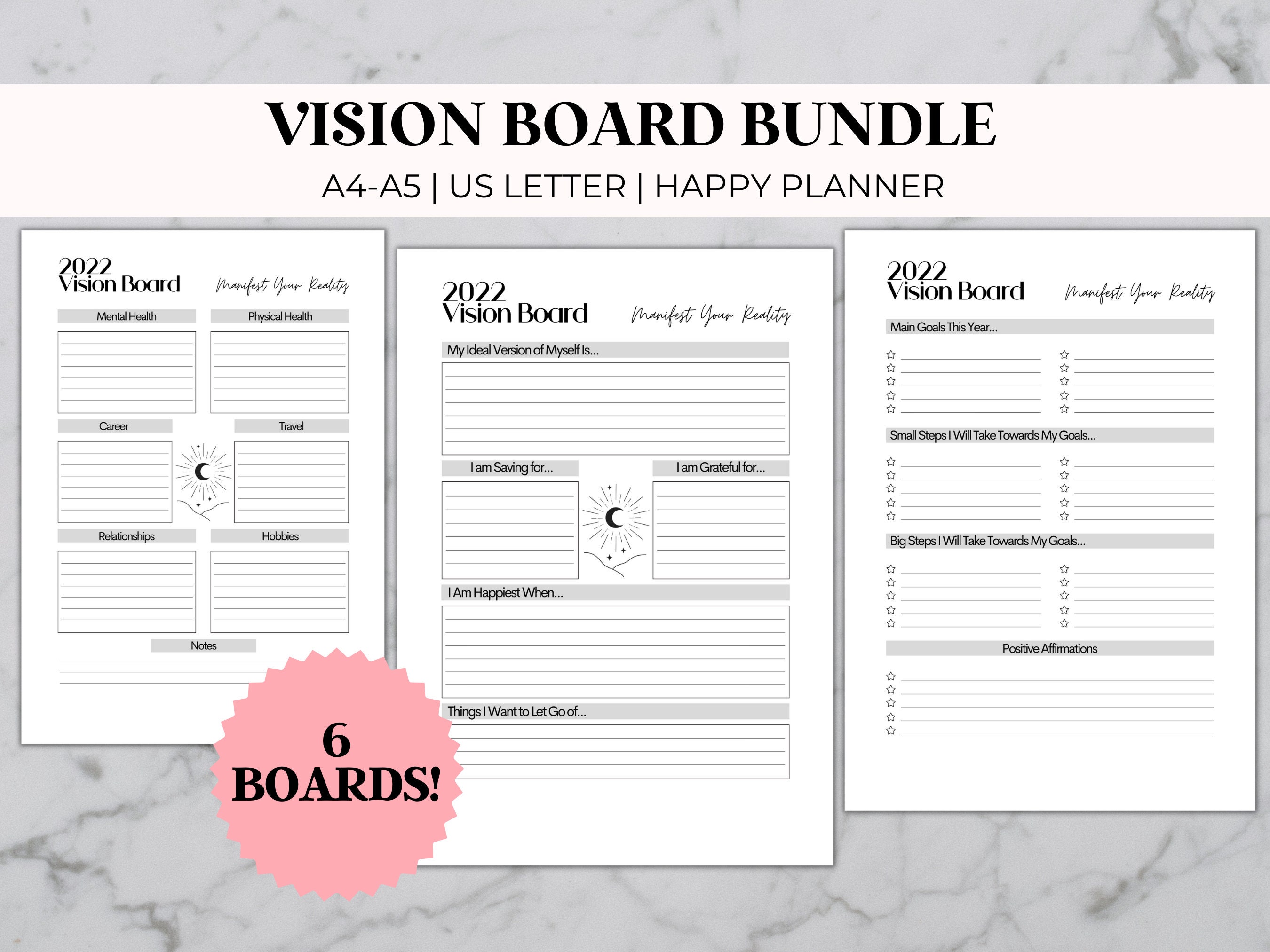 2022 Vision Board Printables Kit Law of Attraction Kit - Etsy Canada