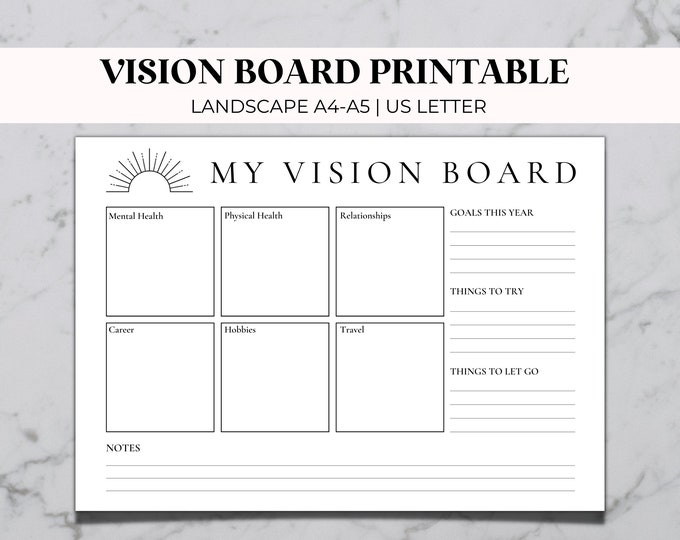 Vision Board Printables Law of Attraction Kit Manifestation Board Goal ...