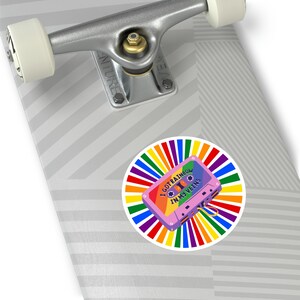 Rainbow Cassette Vinyl Sticker, Pride Vinyl Sticker, Rainbow Pride Vinyl, Round Stickers, Indoor Outdoor
