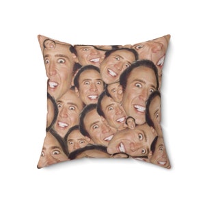 Nic Cage PIllow, Nicolas Cage Throw Pillow, Nic Cage Meme Square Pillow