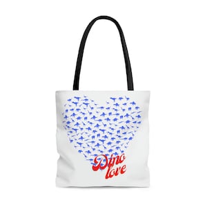 Dino Love Tote Bag, Dinosaur Tote Bag