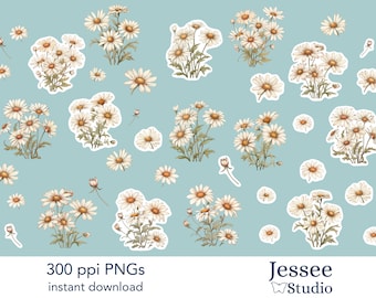 Gänseblümchen Clipart, Blumen Clipart, Clipart, Blumen Clipart, Gänseblümchen PNG, Gänseblümchen ClipArt, Aufkleber, Junk Journal, digitale Aufkleber, Clip Art, Gänseblümchen