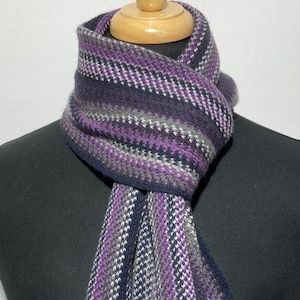 Cashmere Warp Knitted Scarf in Contemporary Multi Colour Pattern. Designed and Made in Scotland