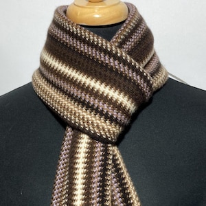 Cashmere Warp Knitted Scarf in Contemporary Multi Colour Pattern. Designed and Made in Scotland
