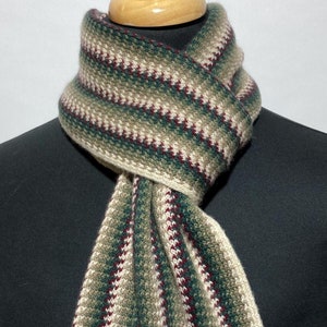 Cashmere Warp Knitted Scarf in Contemporary Multi Colour Pattern. Designed and Made in Scotland