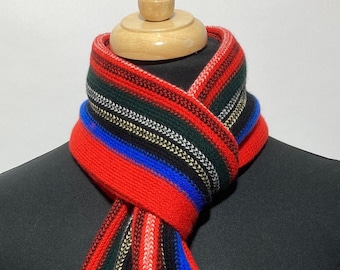 Lambswool Warp Knitted Scarf in Tartan Inspired Stripes. Designed and Made in Scotland.