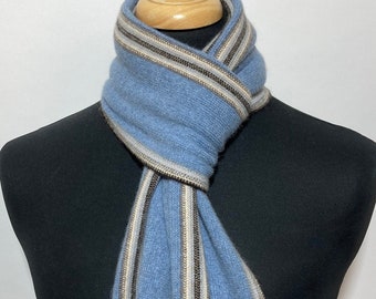 Lambswool warp knitted scarf in classic multi colour stripes (Fine Gauge) - Designed and Made in Scotland