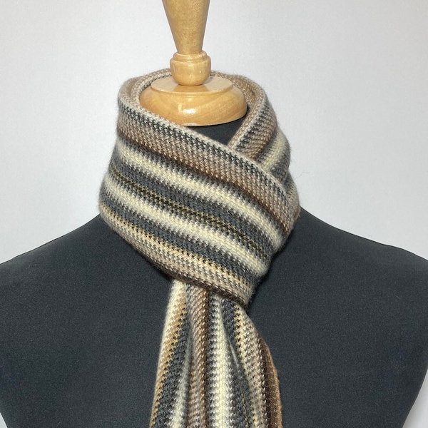 Lambswool warp knitted scarf in classic multi colour stripes (Fine Gauge) -  Designed and Made in Scotland