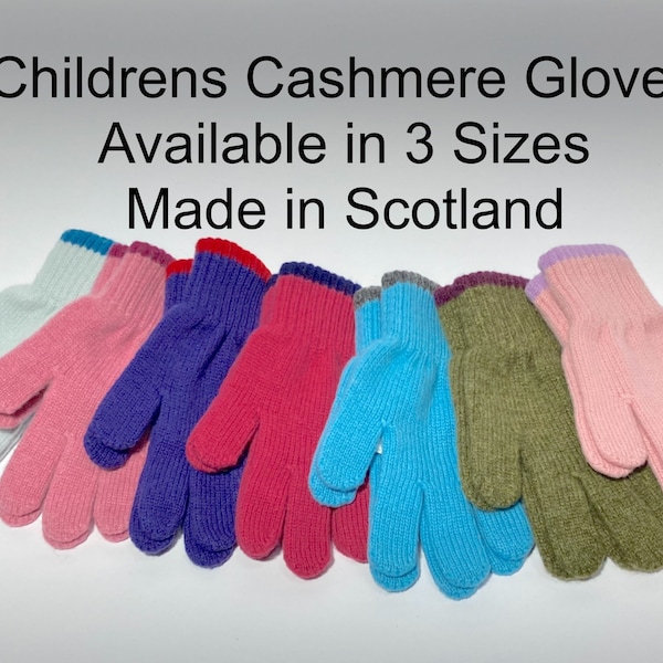 Kinderhandschuhe aus reinem Kaschmir. Erhältlich in 3 Größen - Made in Scotland