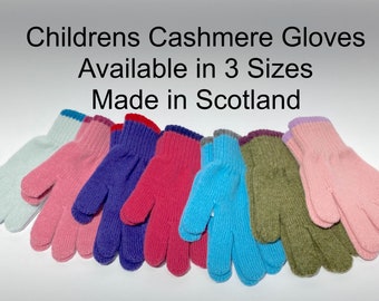 Kinderhandschuhe aus reinem Kaschmir. Erhältlich in 3 Größen - Made in Scotland
