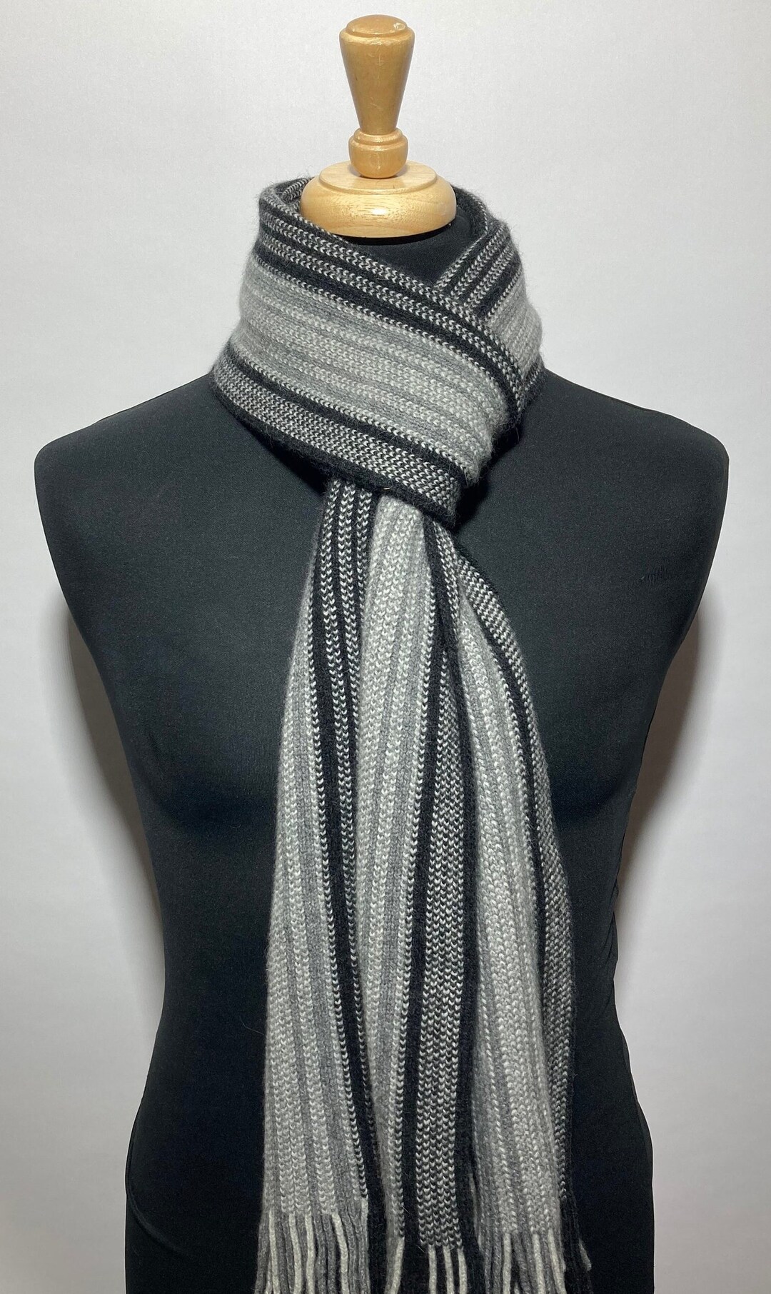 Striped Lambswool Angora Scarf: Knitted in Scotland - Etsy UK