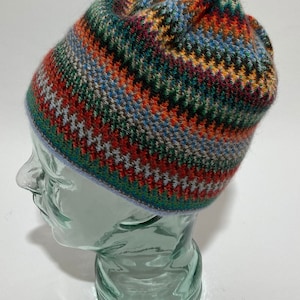 Lambswool & Angora Hat in Multi Colour Zig Zag Pattern Designed and Made in Scotland image 2