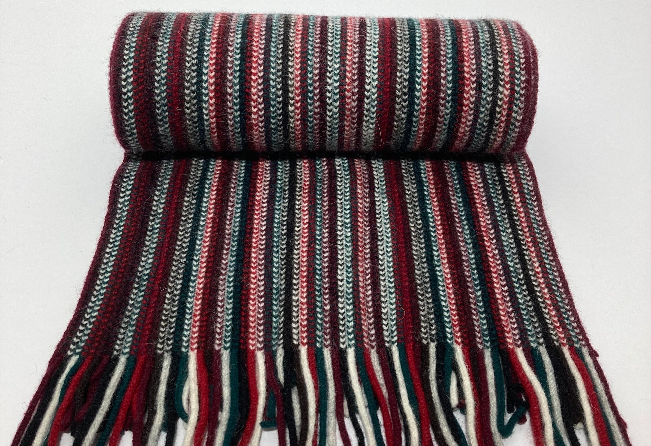 Lambswool & Angora Warp Knitted Scarf in Classic Multi
