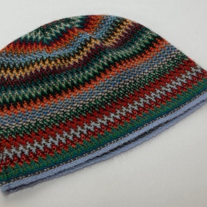 Lambswool & Angora Hat in Multi Colour Zig Zag Pattern Designed and Made in Scotland Pheasant