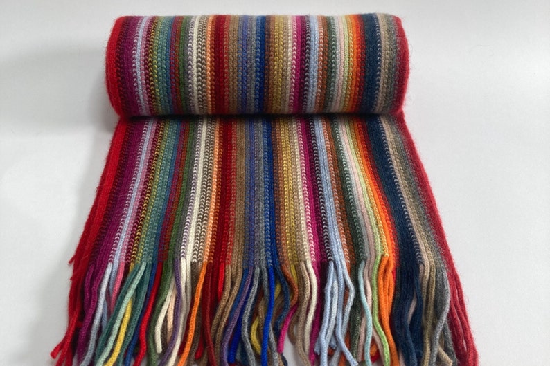 Striped Lambswool Angora Scarf: Knitted in Scotland - Etsy