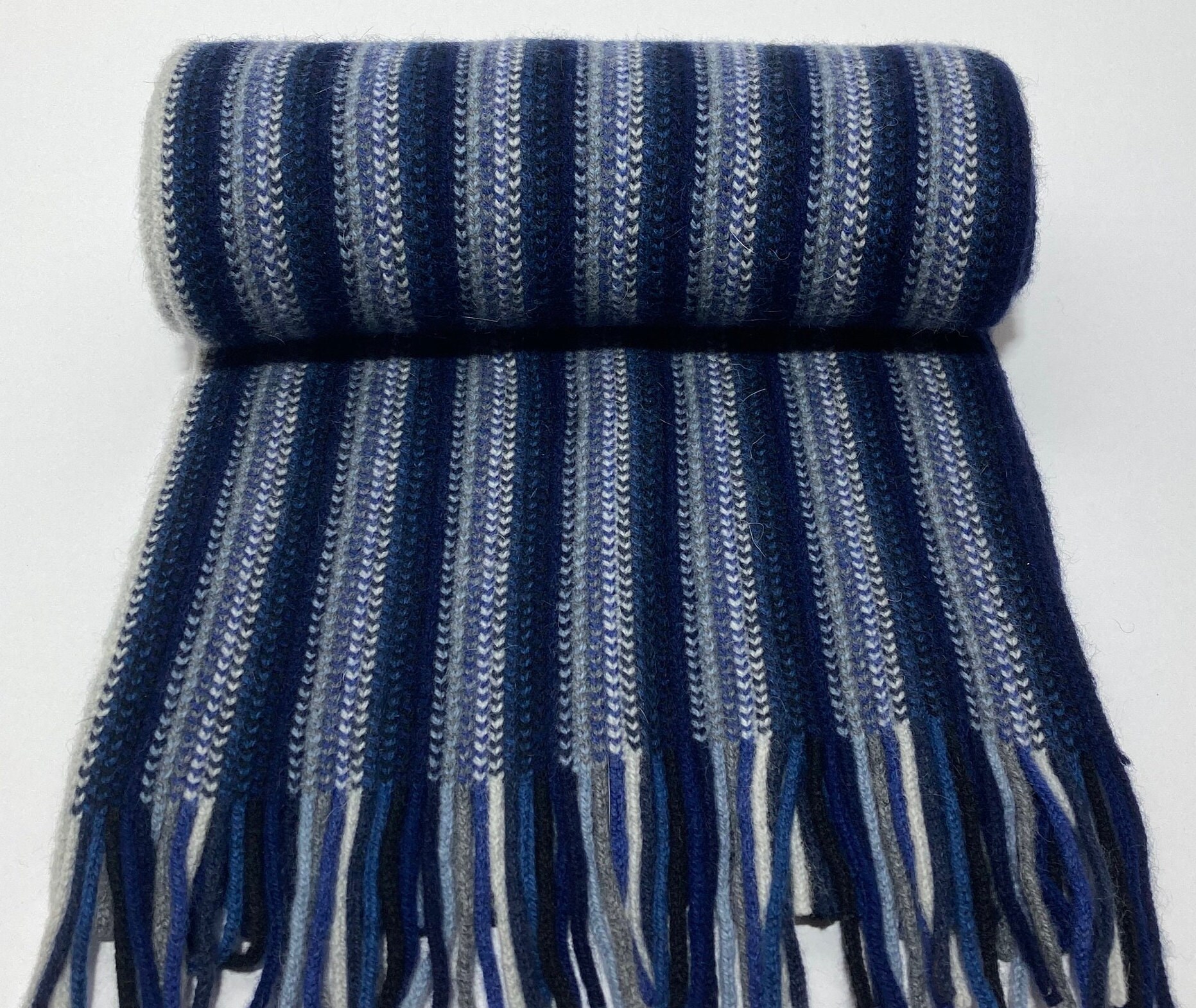 Striped Lambswool Angora Scarf: Knitted in Scotland - Etsy UK