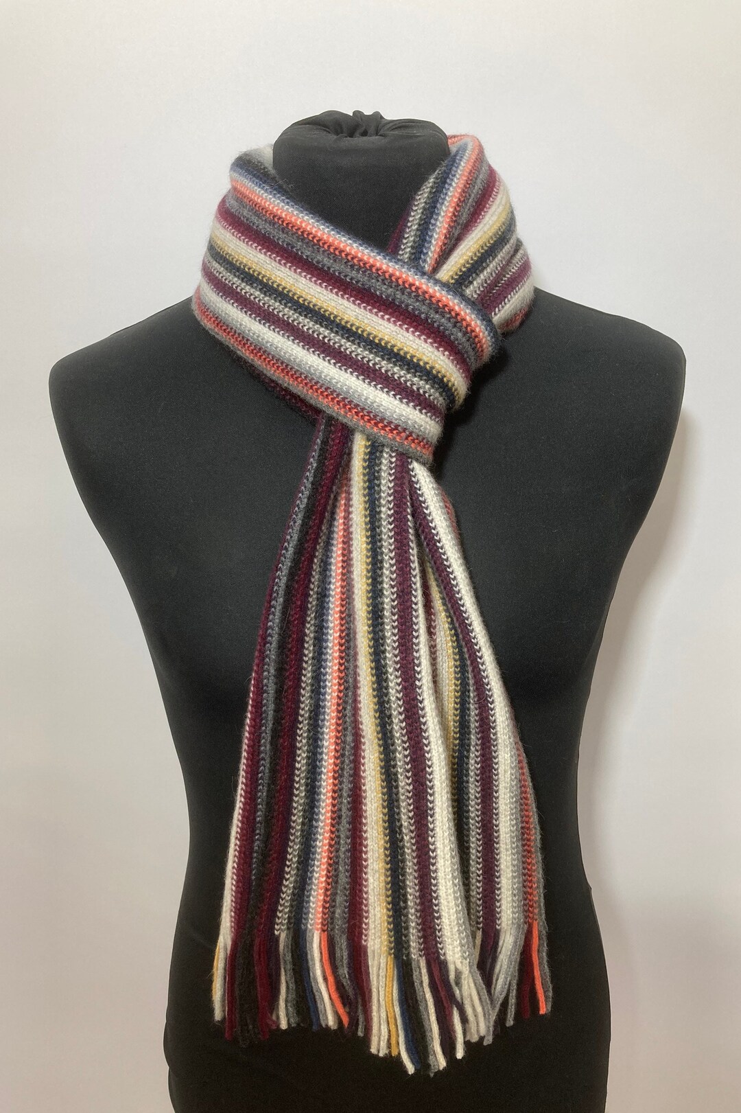 Lambswool & Angora Warp Knitted Scarf in Classic Multi