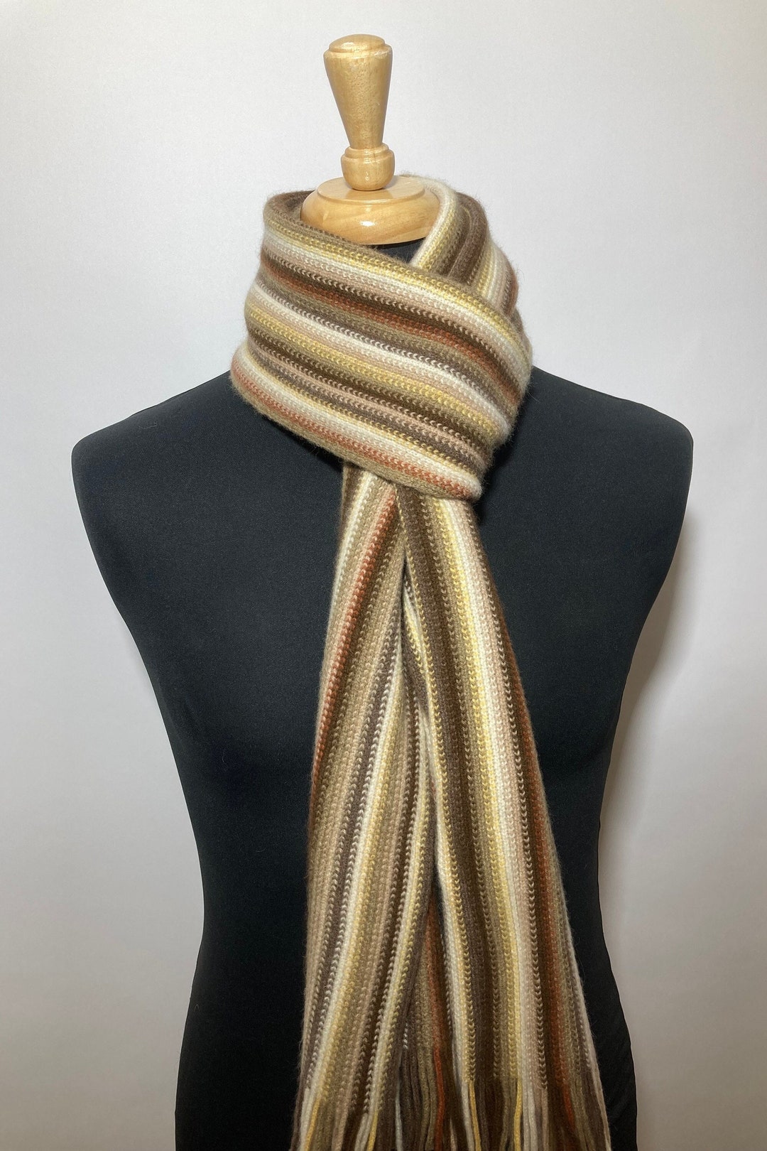 Striped Lambswool Angora Scarf: Knitted in Scotland - Etsy
