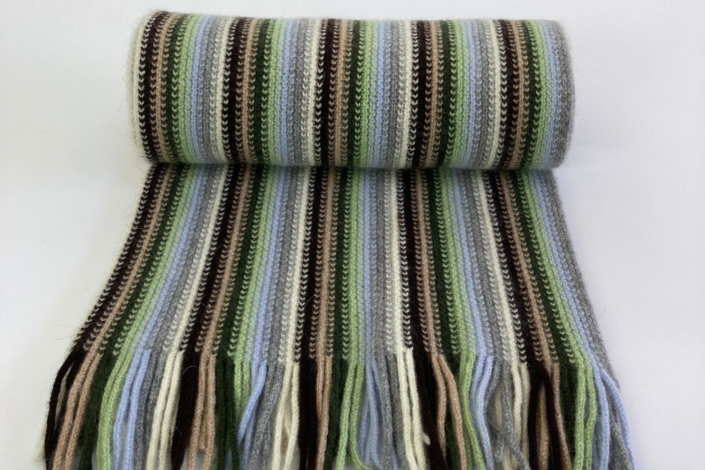 Lambswool & Angora Warp Knitted Scarf in Classic Multi