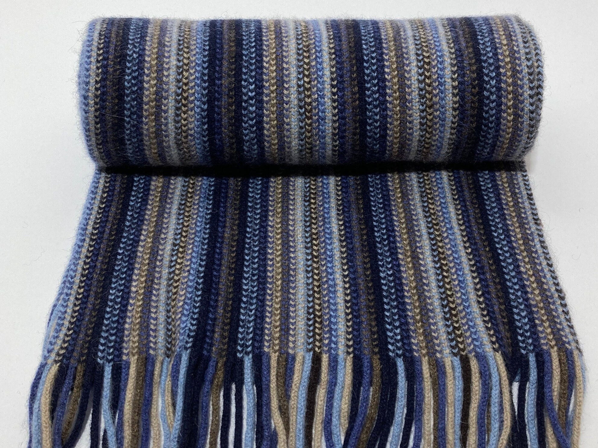 Striped Lambswool Angora Scarf: Knitted in Scotland - Etsy UK