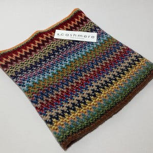 Pure Cashmere Neck Warmer (Fine Gauge) - Designed and Made in Scotland Rainbow CM1PLY