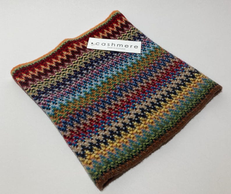 Pure Cashmere Neck Warmer (Fine Gauge) - Designed and Made in Scotland Rainbow CM1PLY