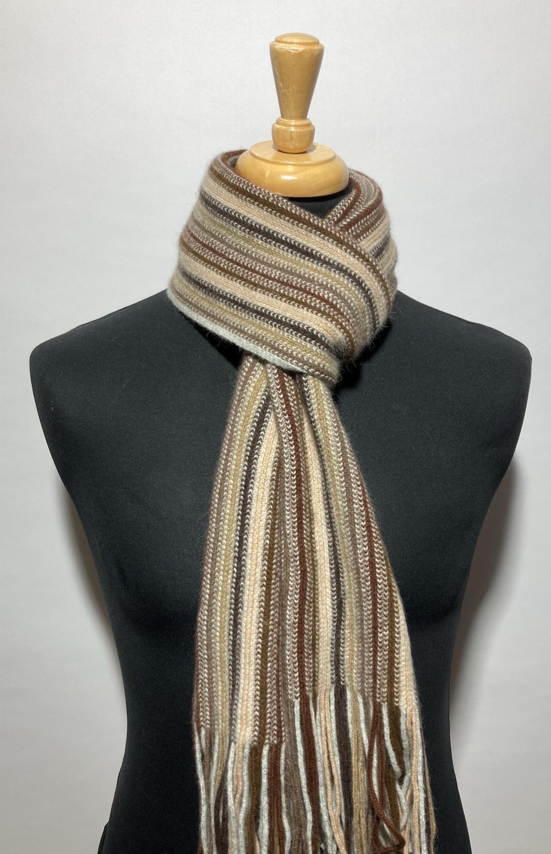 Lambswool Angora Striped Scarf: Knitted in Scotland - Etsy