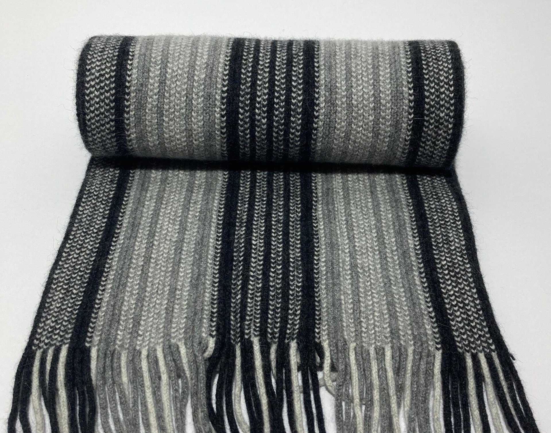 Striped Lambswool Angora Scarf: Knitted in Scotland - Etsy UK