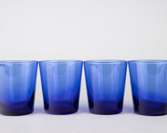Vintage Anchor Hocking Cobalt Blue Drinking Glasses - MCM Set of 4