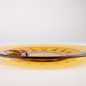 Vintage Amber Glass Snack Plate: King&#39;s Crown Thumbprint, Indiana Glass