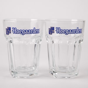 Pair of Vintage Hoegaarden Beer Glasses / Collectible Glasses / Vintage Barware / Gift Idea / Barware / Father&#39;s Day