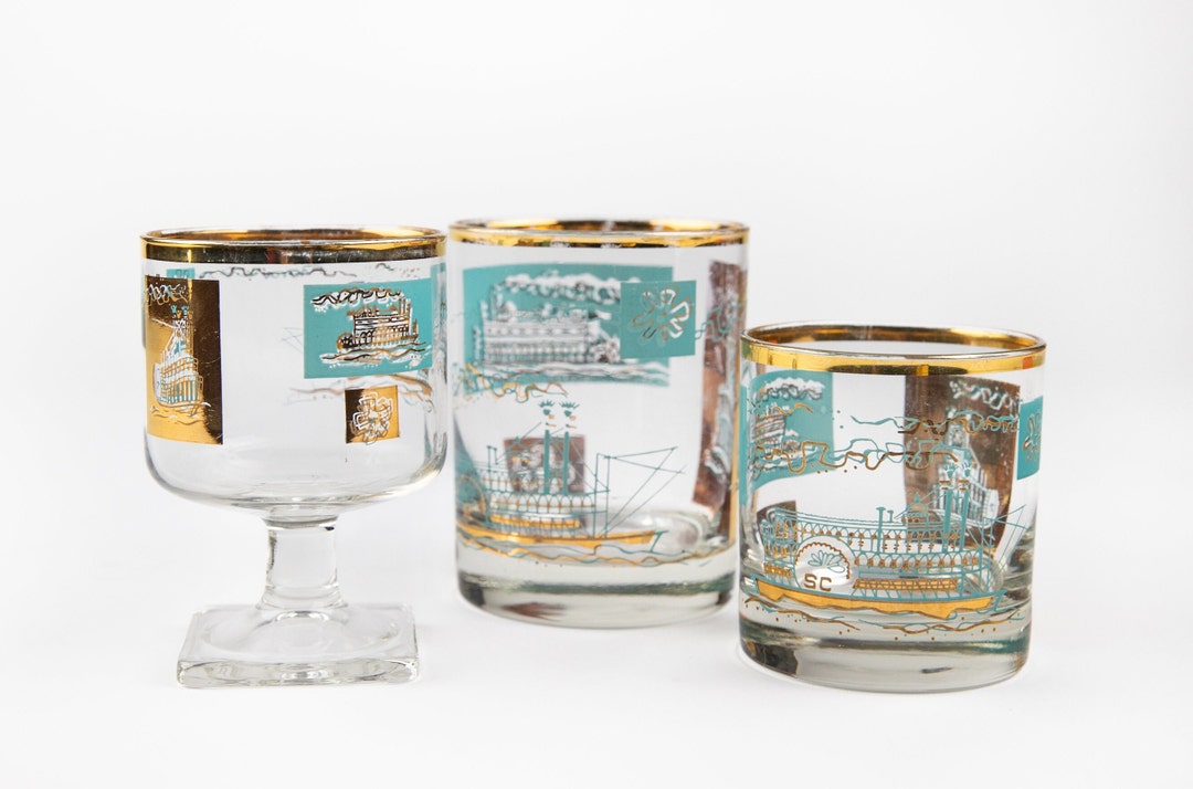 Vintage Libbey Gold-rimmed Steamboat Glass: Southern Comfort ...