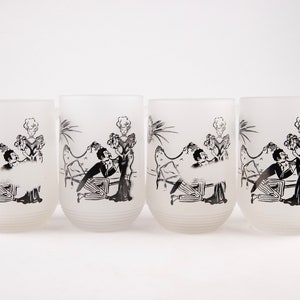 Vintage Gay Fad Frosted Mugs: 1950s Connubial Bliss Barware Set