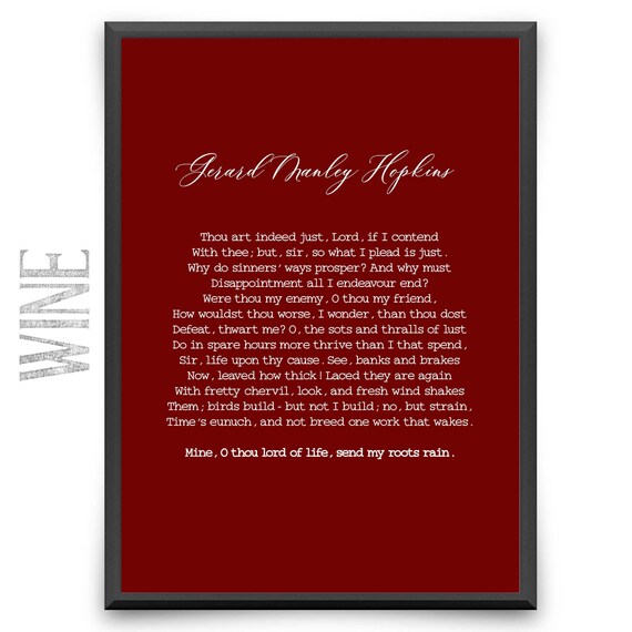 Thou Art Indeed Just O Lord Gerard Manley Hopkins Poem Etsy