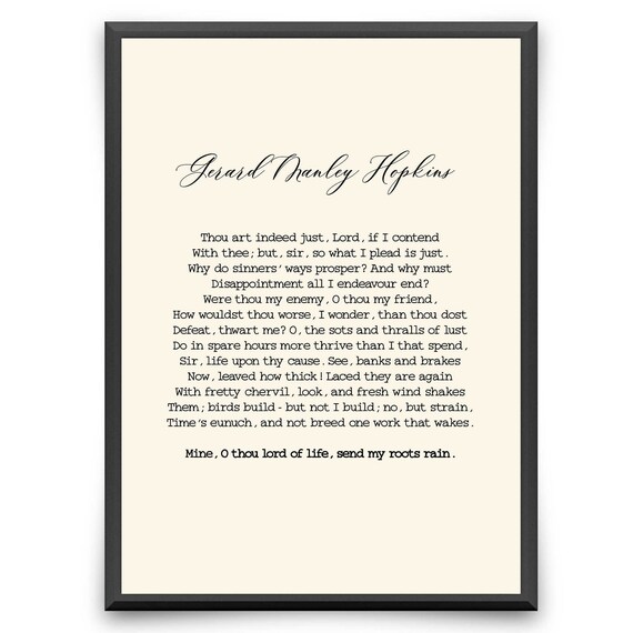 Thou Art Indeed Just O Lord Gerard Manley Hopkins Poem Etsy