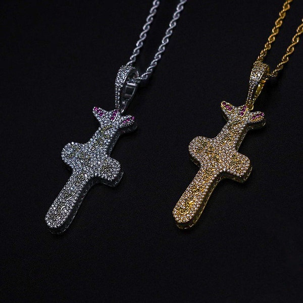 Iced Out Cactus Jack Pendant Travis Scott Utopia Astroworld 14K Gold Plated Diamond CZ Gifts for Him Birthday Gift Idea Hip Hop Rap Fan