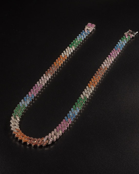 12mm Multicolored Cuban Link Chain