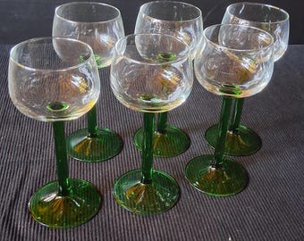 6 Alsatian white wine glasses in very good condition
