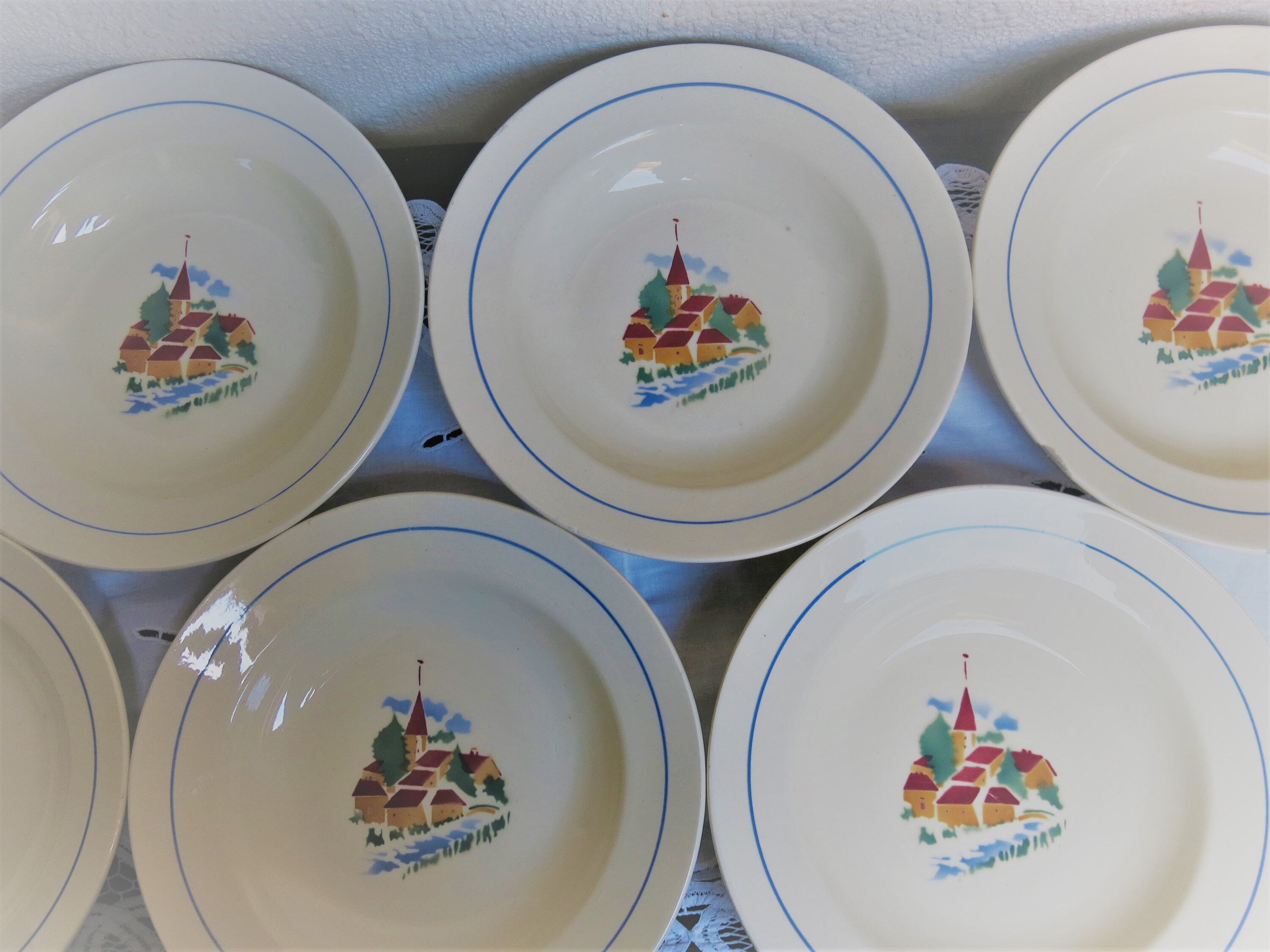 6 Assiettes Creuses Luneville Vintage