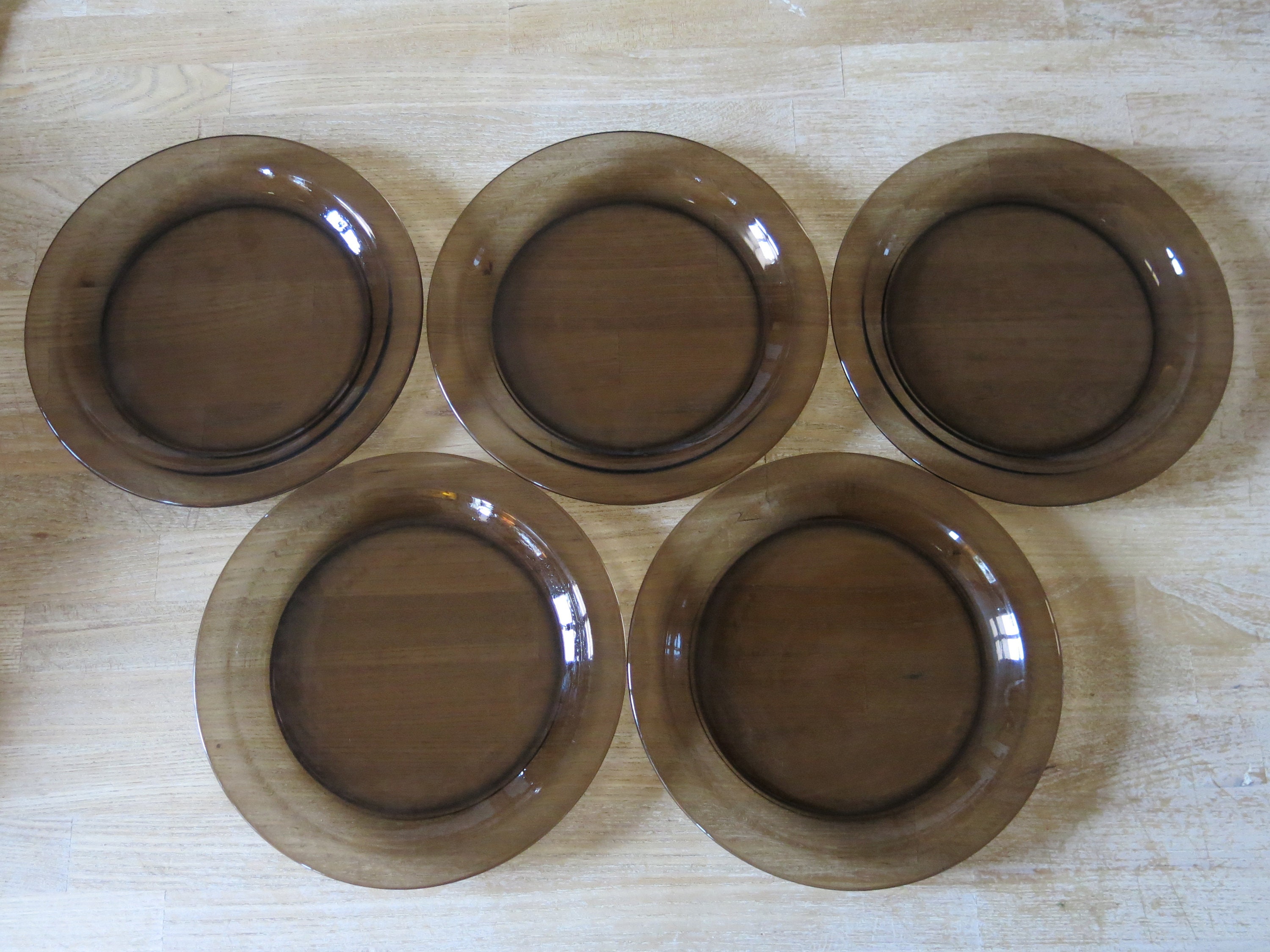 5 Assiettes Creuses Vereco Noir Ambré Ambré