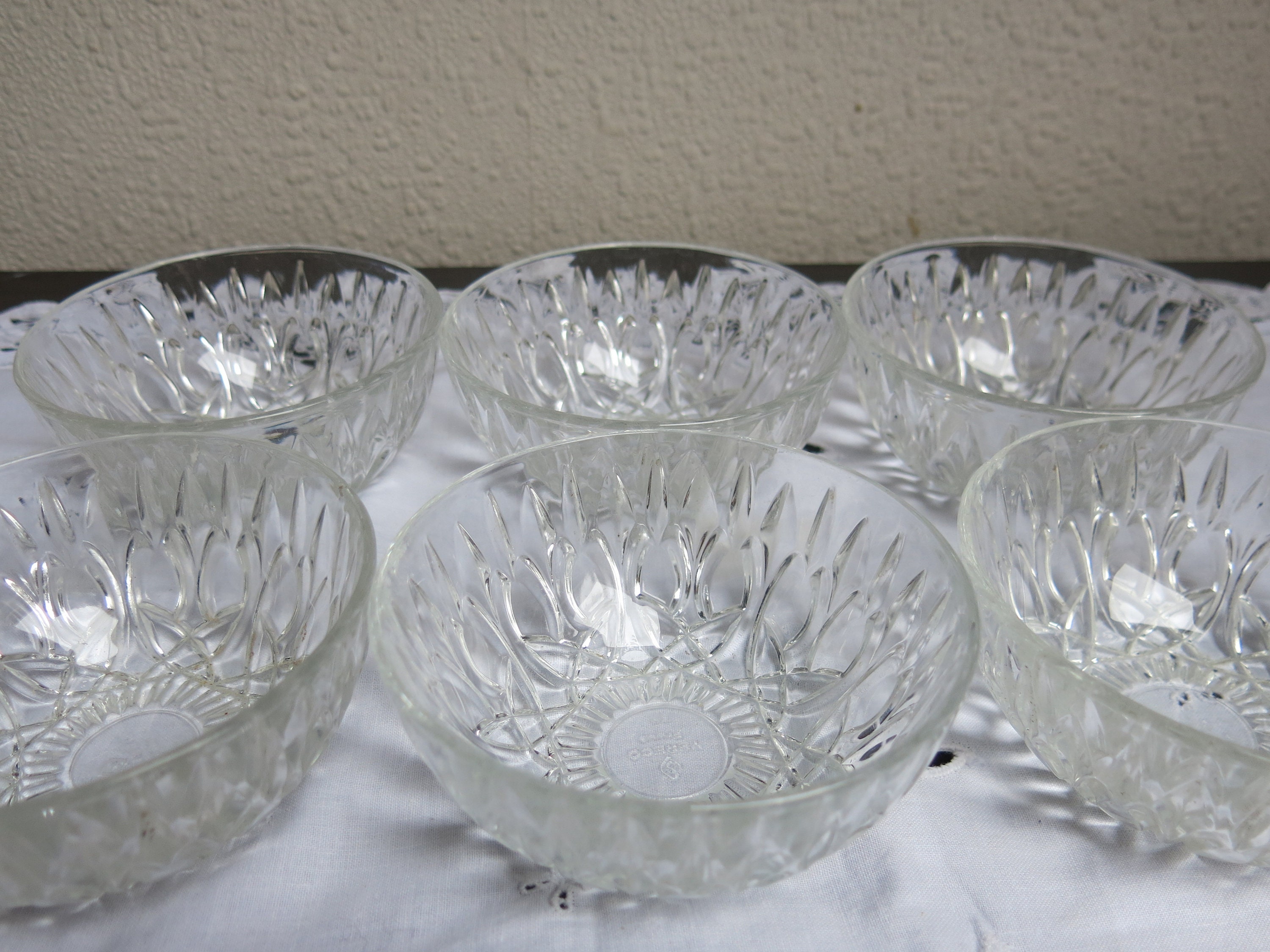 6 Raviers Ronds en Verre Transparent Vereco Vintage