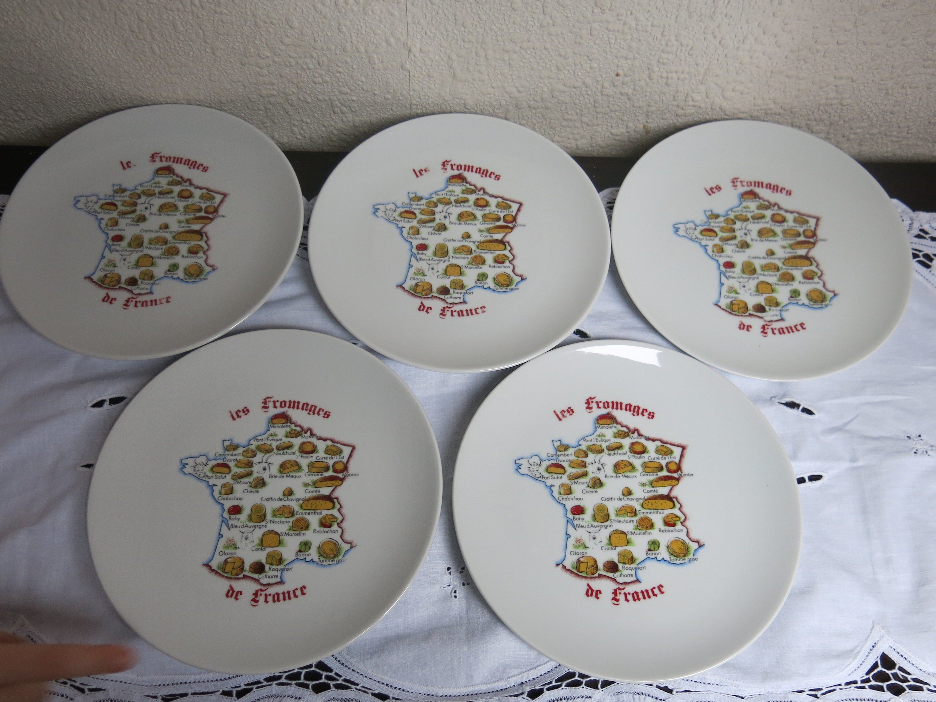 5 Assiettes à Fromage en Porcelaine