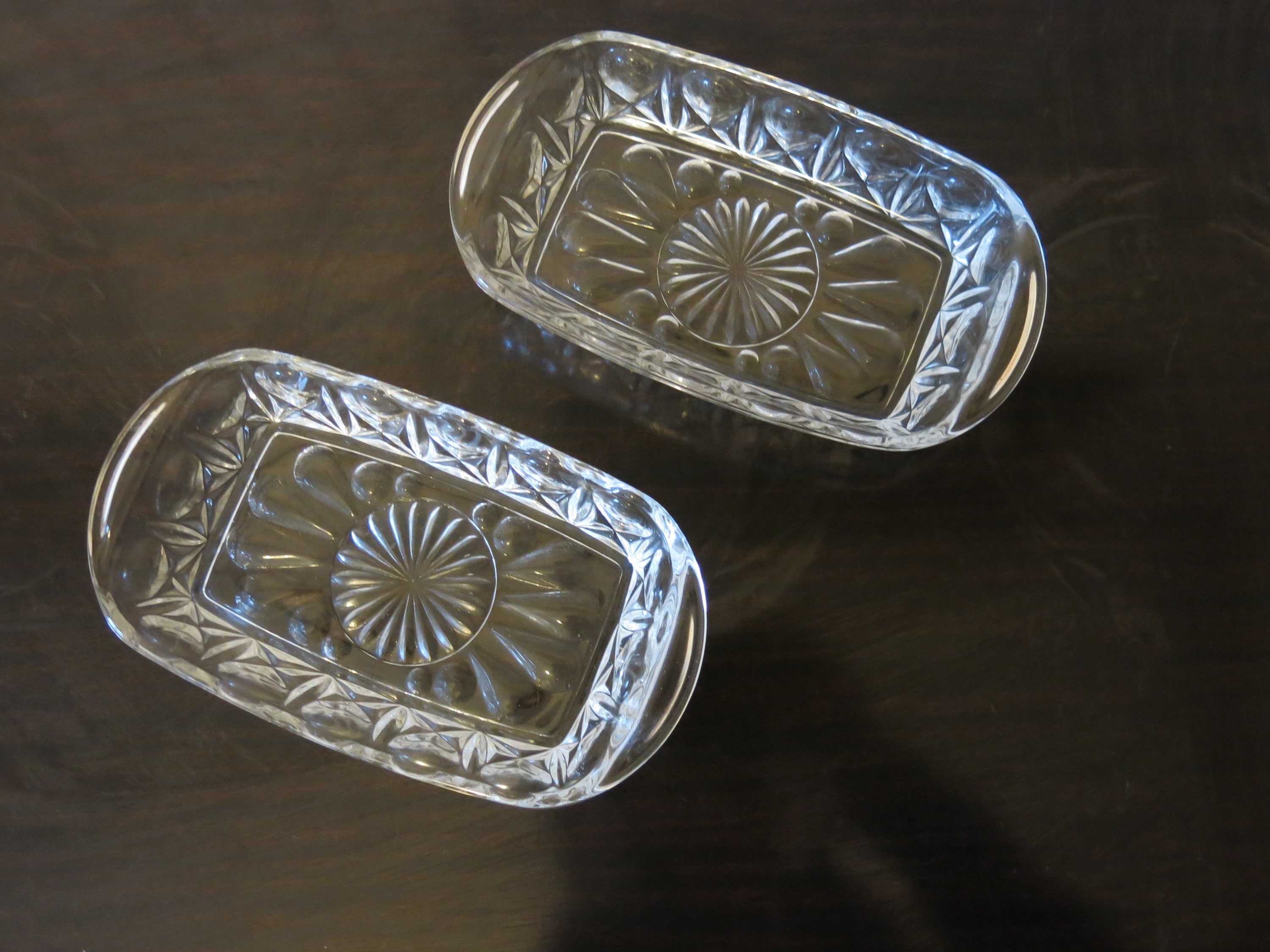 2 Raviers/Beurriers en Verre Transparent Vmc Reims Vintage