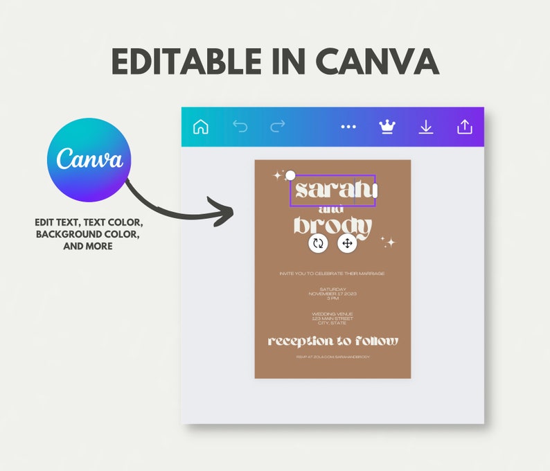 Wedding Invitation Canva Template Wedding Invitation Template Etsy