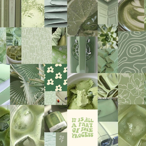 130 Pcs Sage Green Wall Collage Kit 2 Boho Aesthetic Soft - Etsy