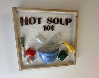 Vintage Ceramic Kitchen Wall Art: Upcycled Retro Soup Decor