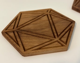 Hardwood D20 Coaster: Hand Sanded RPG Gaming Accessories