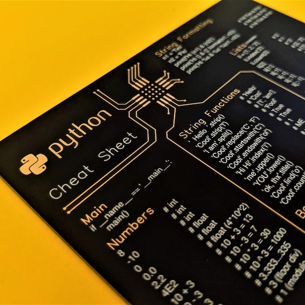 Python Cheat Sheet Coasters fabriqués à partir d'un circuit imprimé de haute qualité pour les ingénieurs logiciels, les pirates informatiques et les programmeurs