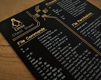 Linux cheat sheet coasters made from a high-quality circuit board for software engineers, hackers and programmers